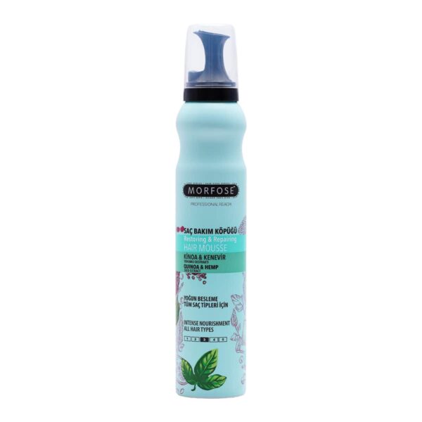 Verpakking van Morfose Quinoa & Hemp Hair Mousse 200ml