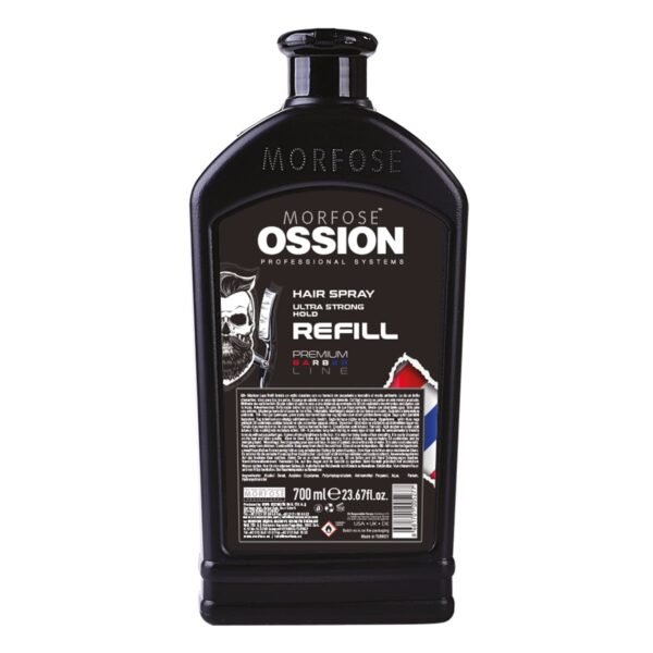 Verpakking van Ossion Premium Barber Line Ultra Hold Refill Spray 700ml